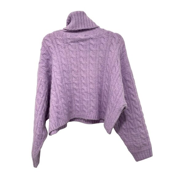 New The Korner Lavender Cable Knit Turtleneck Sweater S/M - Picture 2 of 4